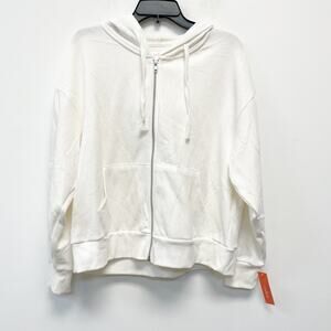 Colsie Women's Fleece Zip Up Hoodie Sweatshirt White Size S